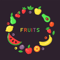 Round form concept with fruits and barries