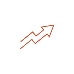 up arrow thin line flat color icon. Linear vector illustration. Pictogram isolated on white background.
