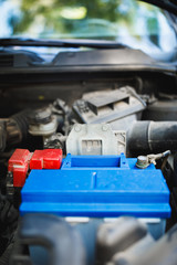 new lead-acid automotive electric battery replacement in old car