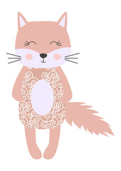 Cute cartoon cat girl in scandinavian style. Childish print for nursery, kids apparel,poster, postcard.