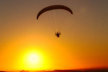 Flaying to Sunset on Paramotor  - In Brazilian sky.