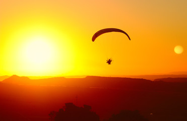 Flaying to Sunset on Paramotor  - In Brazilian sky.