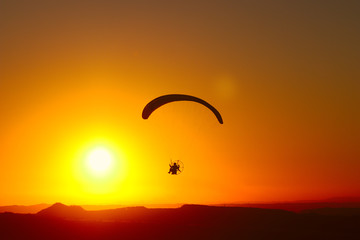 Flaying to Sunset on Paramotor  - In Brazilian sky.