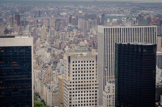 Panoramic view of Manhattan skyscrapers