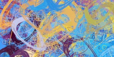 Crazy sketch random pattern. Creative chaos and variety. Modern art drawing painting. 2d illustration. Digital texture wallpaper. Artistic sketch draw backdrop material. 