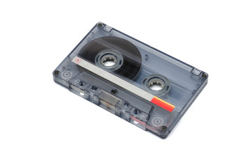 Obraz premium Compact audio tapes for magnetic recording on a white background.Compact cassette