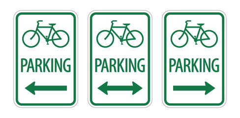 Green bike parking zone sign vector icon