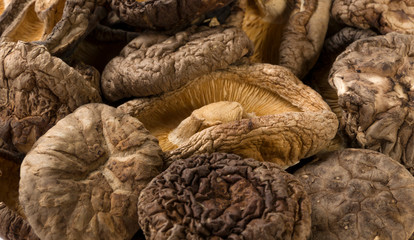 dried Shitake mushroom background. food ingredient.