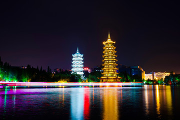 Guilin Pagodas night ambience
