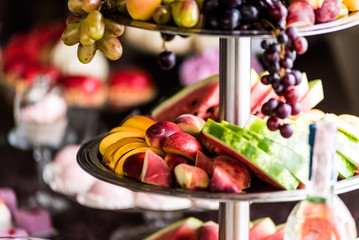 Candies table. Candy bar on the wedding.