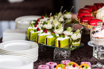 Candies table. Candy bar on the wedding.