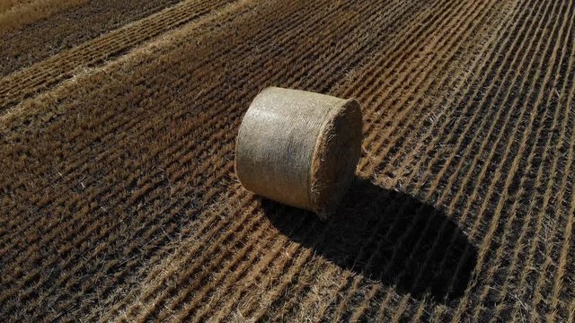 Nice aerial view of haystack on the field