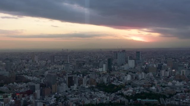 Sunset Skyline Over Tokyo Japan City With Fog in Midtown
