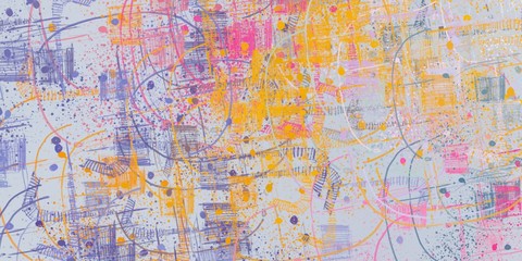 Obraz premium Handmade surreal abstract pattern. Modern artistic canvas. 2d illustration.