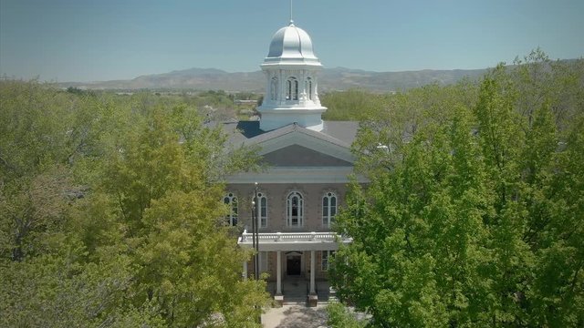 Aerial of Nevada State Capitol Building in Carson City, Nevada, USA. 11 May 2019