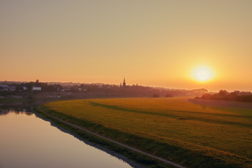 Elbe Panorama near Dresden in the evening light