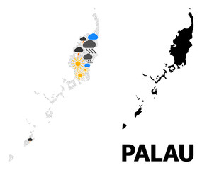 Obraz premium Weather Collage Map of Palau Islands