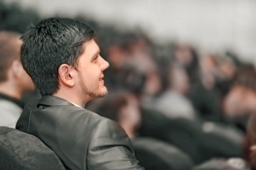 Fototapeta premium young entrepreneur sitting in the hall of the business center