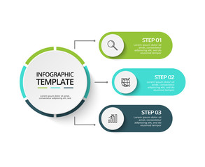 Business data visualization. Process chart. Elements of graph, diagram with 3 steps, options, parts or processes. Vector business template for presentation. Creative concept for infographic