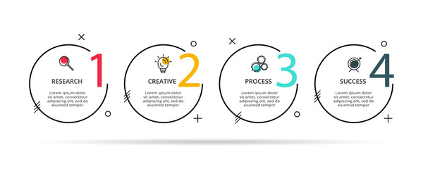Thin line element for infographic. Template for diagram, graph, presentation and chart. Concept with 4 options.