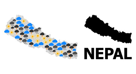 Weather Collage Map of Nepal