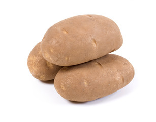 Russet Potatoes Isolated on White Background