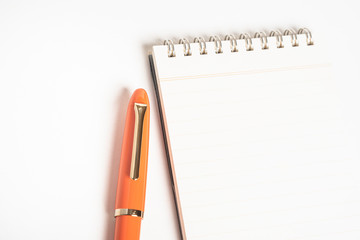 Orange Fountain Pen with Spiral-Bound Notebook