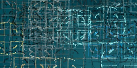 Crazy sketch random pattern. Creative chaos and variety. Modern art drawing painting. 2d illustration. Digital texture wallpaper. Artistic sketch draw backdrop material. 