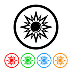 Shining sun icon vector sun illustration design element with four color variations
