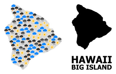 Climate Collage Map of Hawaii Big Island