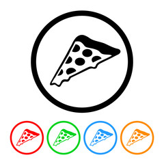 Pizza slice icon vector slice of pizza illustration fast food design element with four color variations