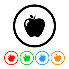 Apple icon vector fruit illustration food design element with four color variations