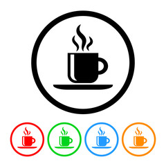 Steaming cup of coffee icon vector coffee mug illustration cafe design element with four color variations