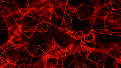 Digital plexus of glowing lines and dots. Network of shiny lines. Abstract background. 3D rendering.