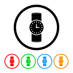 Wrist watch icon vector watch illustration design element with four color variations