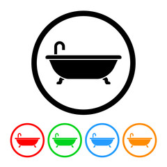 Bathtub icon vector bath tub illustration design element with four color variations