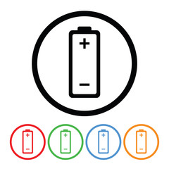 Battery icon vector battery illustration design element with four color variations