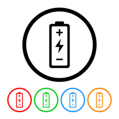 Obraz premium Simple lightning battery icon vector electronics illustration design element with four color variations