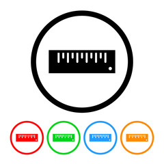Ruler icon vector school ruler illustration design element with four color variations