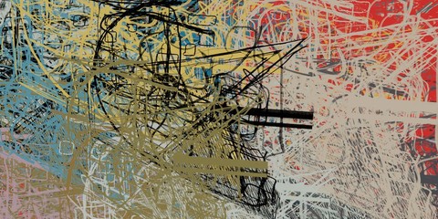 Crazy sketch random pattern. Chaos and variety. Modern art drawing painting. 2d illustration. Digital texture wallpaper. Artistic sketch draw backdrop material. 