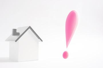 House and surprise mark.  Understanding, surprise, finding, solving, etc..  家とビックリマーク。理解、驚き、発見、解決など