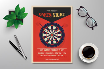 darts night flyer template vector