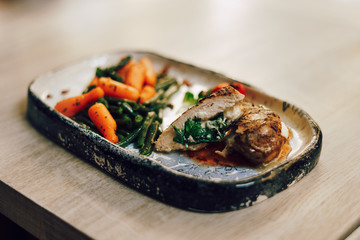 Сhicken meat with vegetables, delicious meal