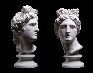 Statue. On a black isolated background. Gypsum statue of Apollo's head. Man.Statue. On a black isolated background. Gypsum statue of Apollo's head. Man. © stasnds