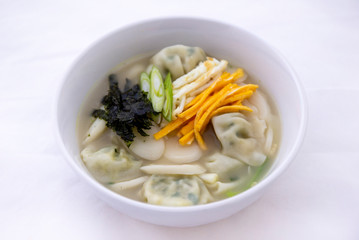 Korean Food Rice Cake and Dumpling Soup