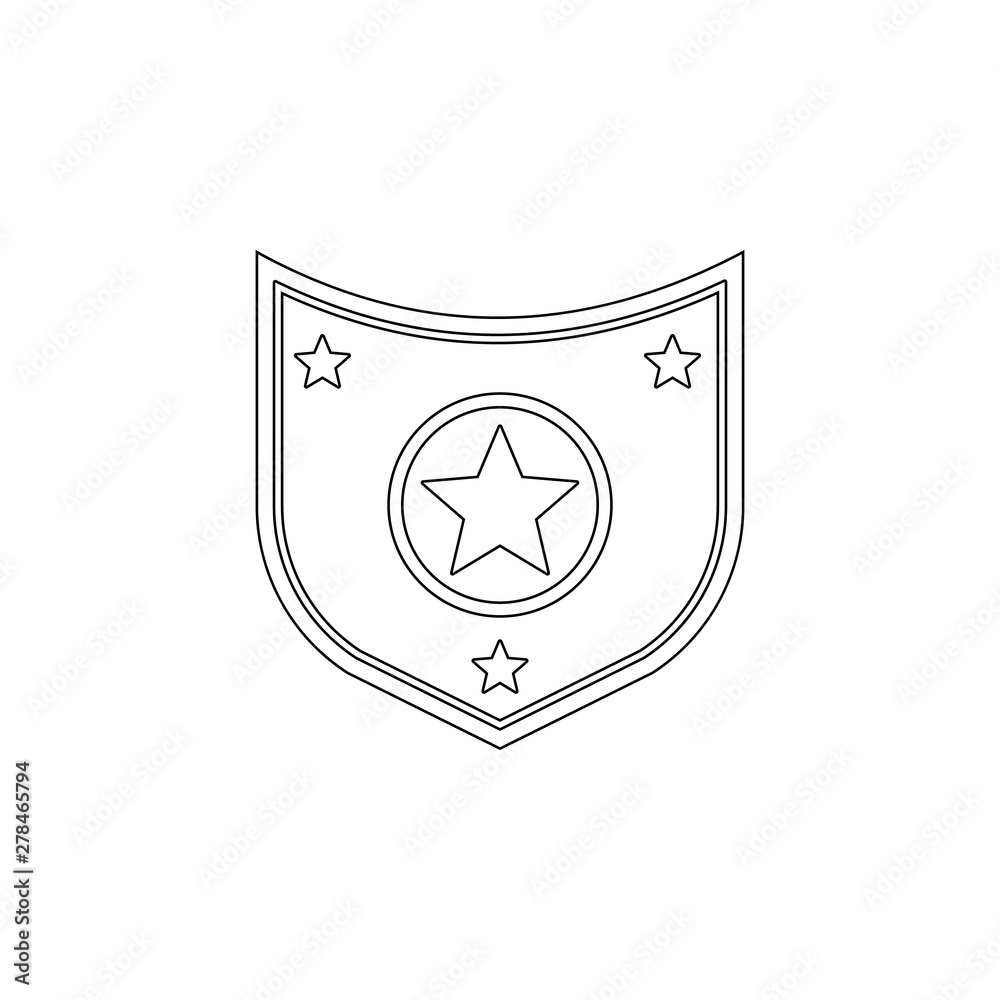 Aufkleber star in the shield icon. element of army for mobile concept and web apps icon. outline, thin line ic