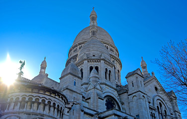 The Basilica of the Sacred Heart of Paris, commonly known as Sacré-Cœur Basilica, located in the Montmartre district of Paris, France.