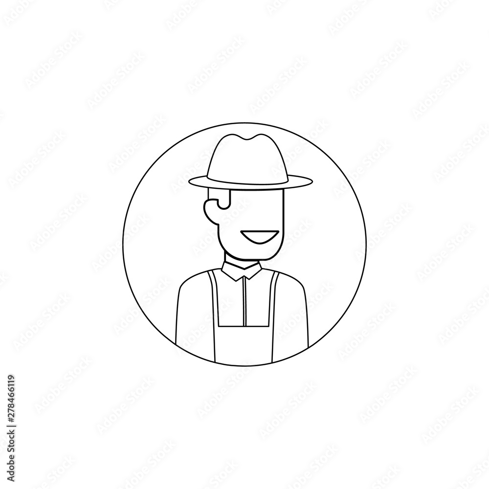 Poster avatar of farmer icon. element of avatar for mobile concept and web apps icon. outline, thin line ic