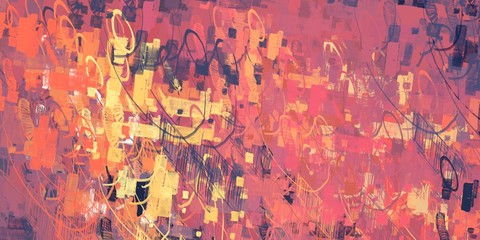 Fototapeta premium Crazy sketch random pattern. Chaos and variety. Modern art drawing painting. 2d illustration. Digital texture wallpaper. Artistic sketch draw backdrop material. 