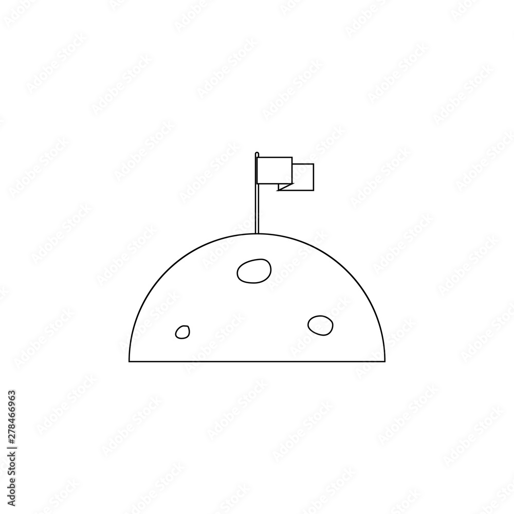 Aufkleber flag on the moon icon. element of space for mobile concept and web apps icon. outline, thin line ico